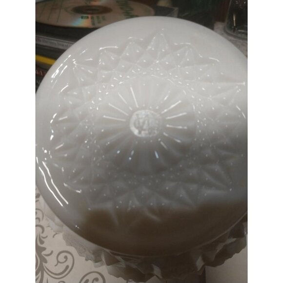 Westmoreland Milk Glass Bowl With Hand-Painted Floral Design & Sawtooth Edge - Picture 3 of 7